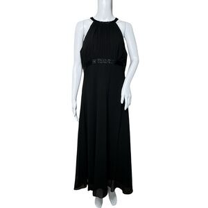 Evan-Picone Womens 12 Black Beaded Gown LBD Neutral Minimalist Party‎ Formal
